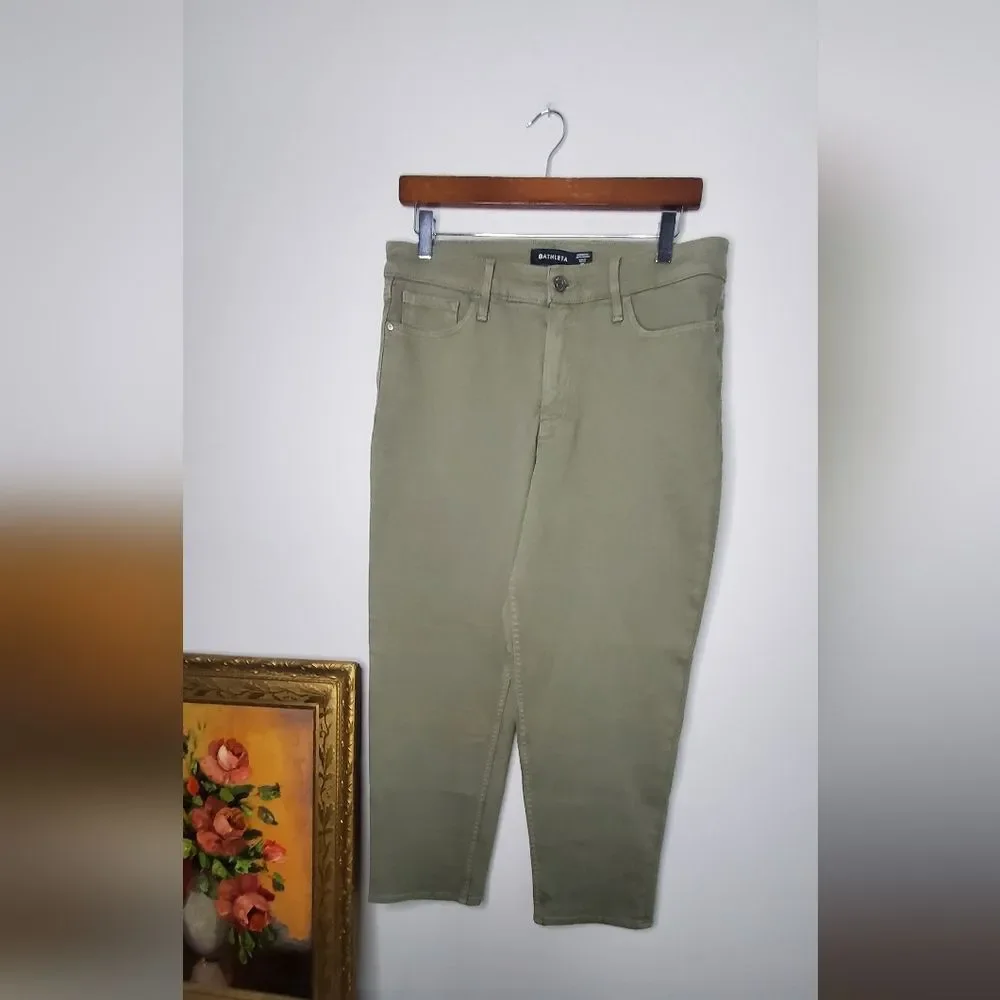 Athleta Green Cropped Pants Size 12 - Picture 5 of 9
